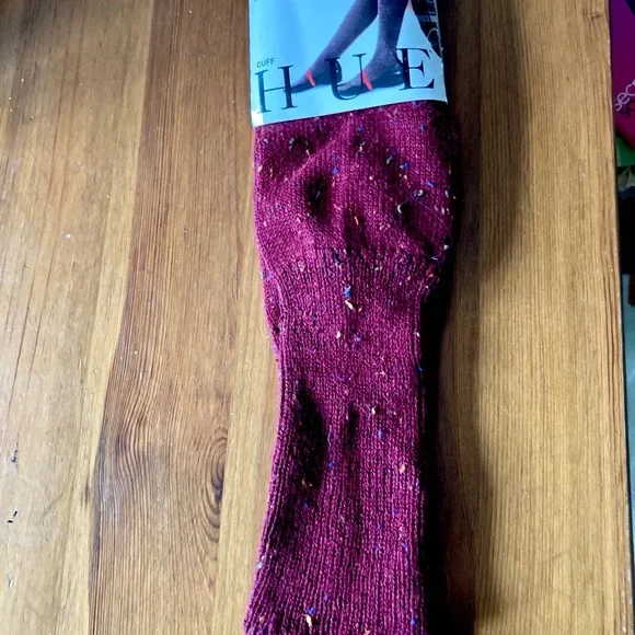 HUE Burgundy Knee Socks - with confetti styling - NWT - Picture 3 of 3